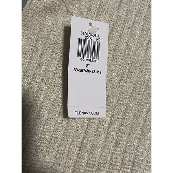 Old Navy Turtleneck Shirt Girls 2T Cream Glitter Ribbed Long Sleeve Soft Warm - Picture 7 of 8